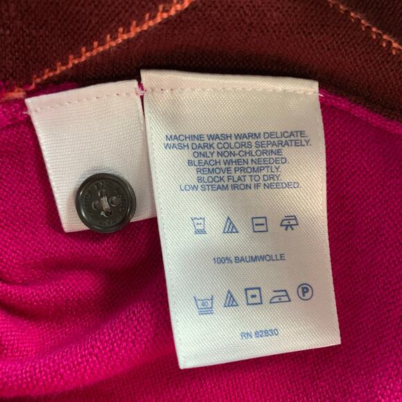 Lands End Argyle Cardigan Sweater Pink Button Front Supima Cotton Womens M 10 12 - Picture 7 of 7